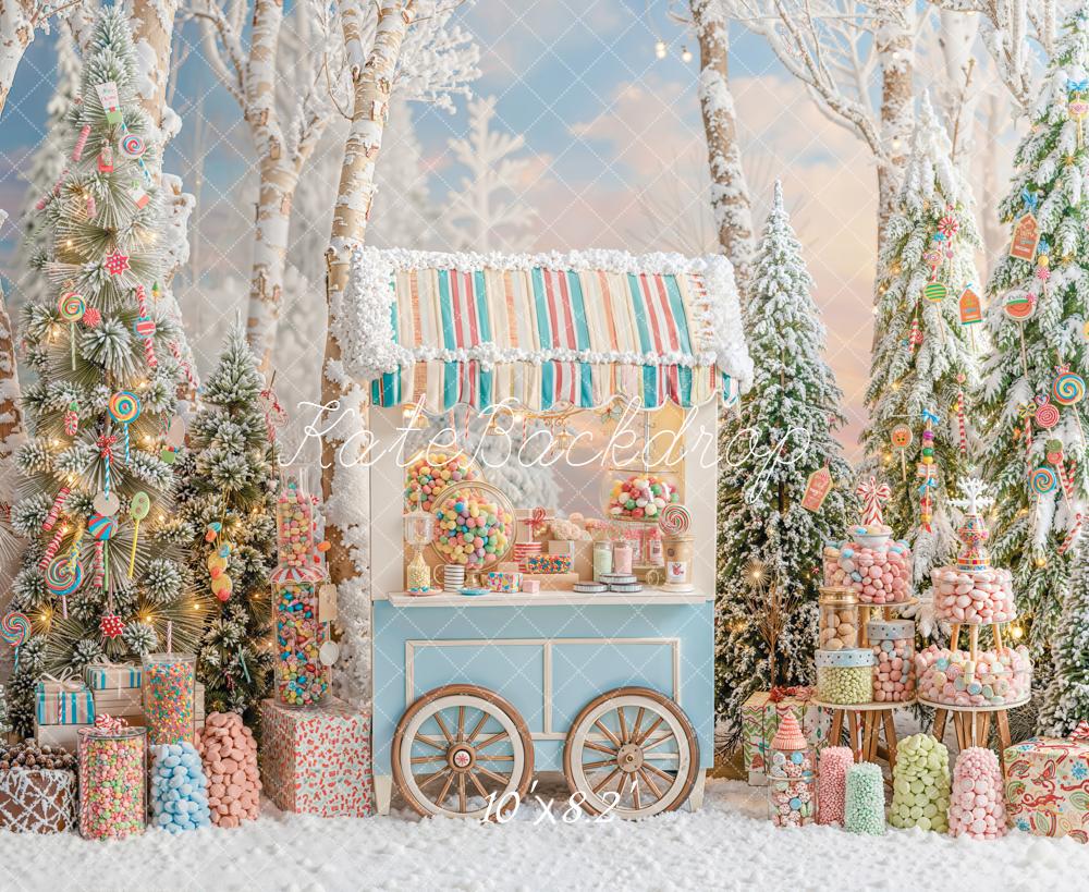 Kate Weihnachten Bonbonwald Zuckerstangen Pastell Hintergrund Entworfen von Emetselch - Kate Backdrop.de