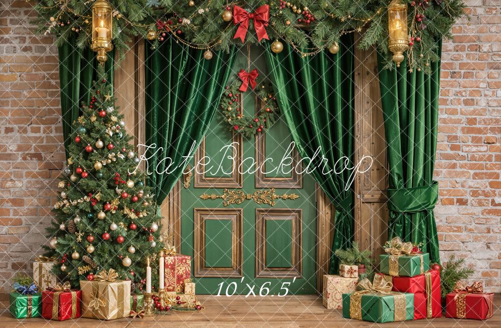 Kate Weihnachten Geschenke Weihnachtsbaum Grün Hintergrund Entworfen von Emetselch - Kate Backdrop.de