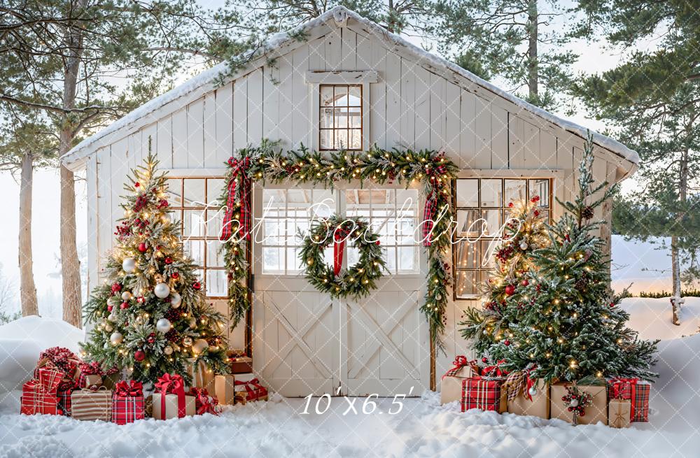 Kate Weihnachten Scheune Weihnachtsbaum Schnee Hintergrund Entworfen von Emetselch - Kate Backdrop.de