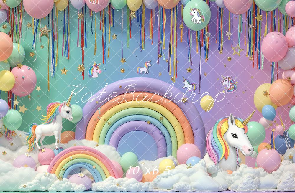 Kate Kinder Einhorn Regenbogen Pastell Hintergrund Entworfen von Emetselch - Kate Backdrop.de