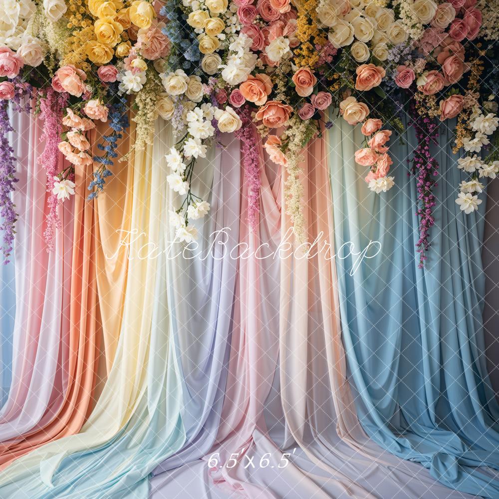 Kate Blumen Vorhang Pastell Romantisch Hintergrund Entworfen von Emetselch - Kate Backdrop.de