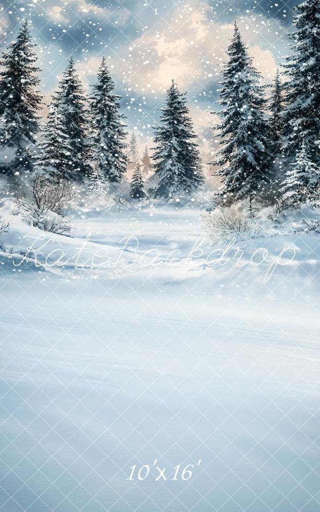 Kate Winter Tannen Schnee Landschaft Hintergrund Entworfen von Emetselch