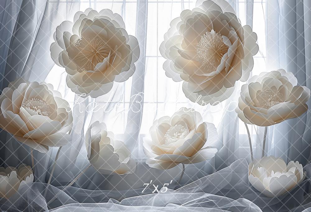 Kate Blumen Fenster Tüll Weiß Hintergrund Entworfen von Emetselch