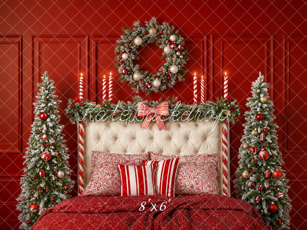 Kate Weihnachten Bett Weihnachtsbaum Rot Hintergrund Entworfen von Emetselch - Kate Backdrop.de