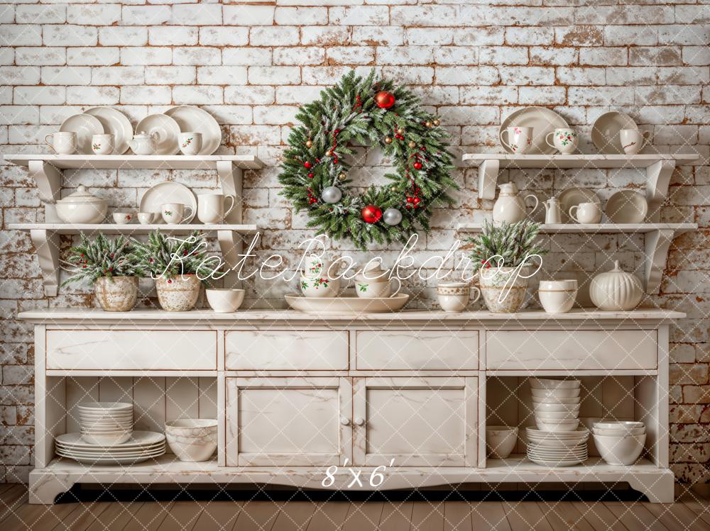 Kate Weihnachten Kranz Geschirr Vintage Hintergrund Entworfen von Emetselch