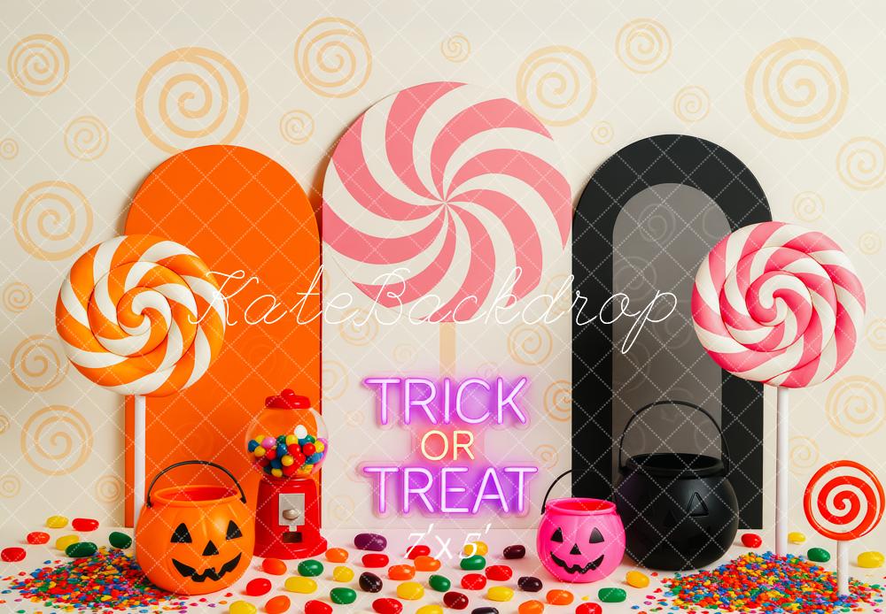 Kate Halloween Lollipops Süßigkeiten Bunt Hintergrund Entworfen von Patty Roberts - Kate Backdrop.de