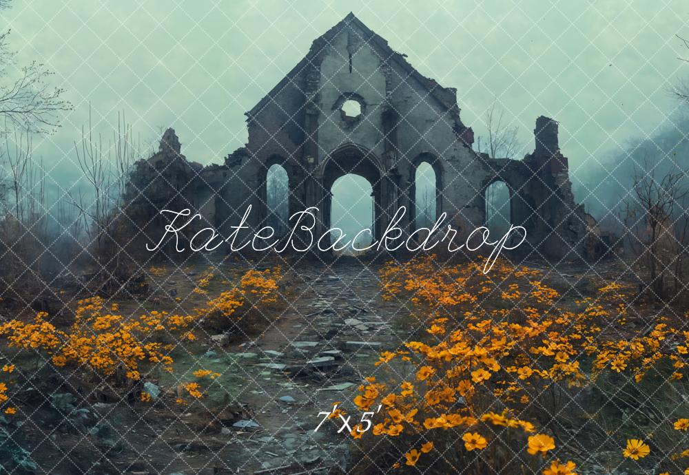 Kate Ruine Blumenweg Mystisch Hintergrund Entworfen von Emetselch - Kate Backdrop.de
