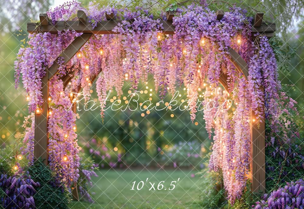 Kate Garten Blumenbogen Lichter Lila Fleece Hintergrund Entworfen von Emetselch