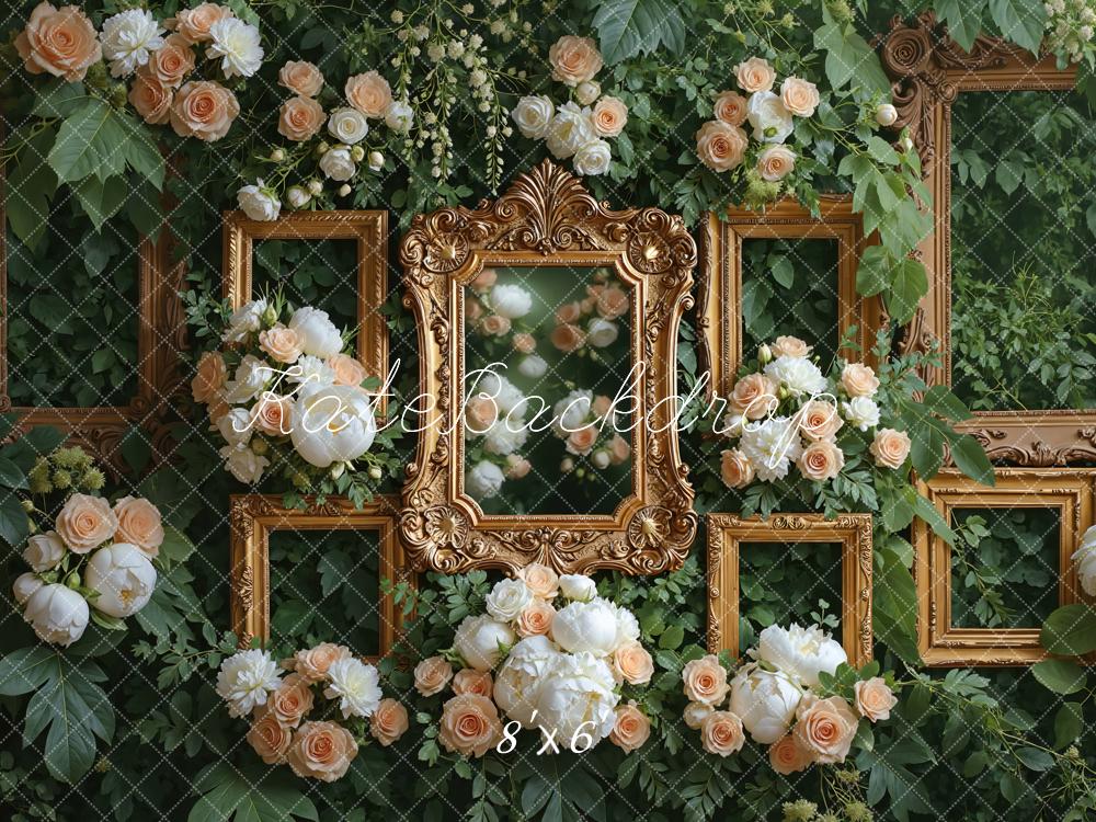 Kate Hochzeit Goldene Rahmen Blumen Hintergrund Entworfen von Mini MakeBelieve