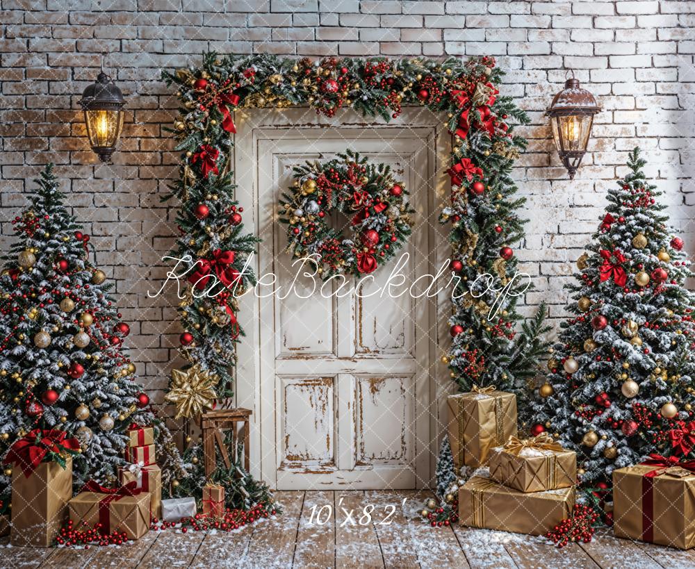 Kate Weihnachten Tür Weihnachtsbäume Vintage Hintergrund Entworfen von Emetselch - Kate Backdrop.de