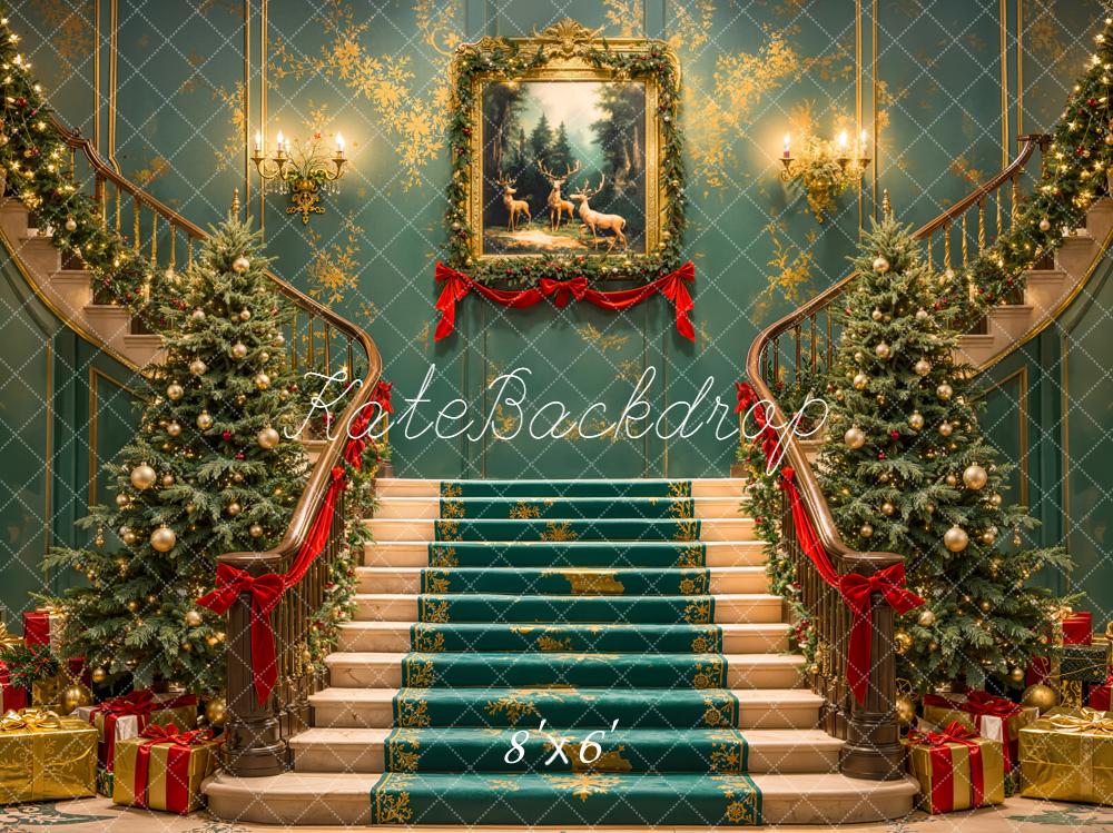 Kate Weihnachten Treppe Weihnachtsbaum Geschenkboxen Hintergrund Entworfen von Emetselch - Kate Backdrop.de