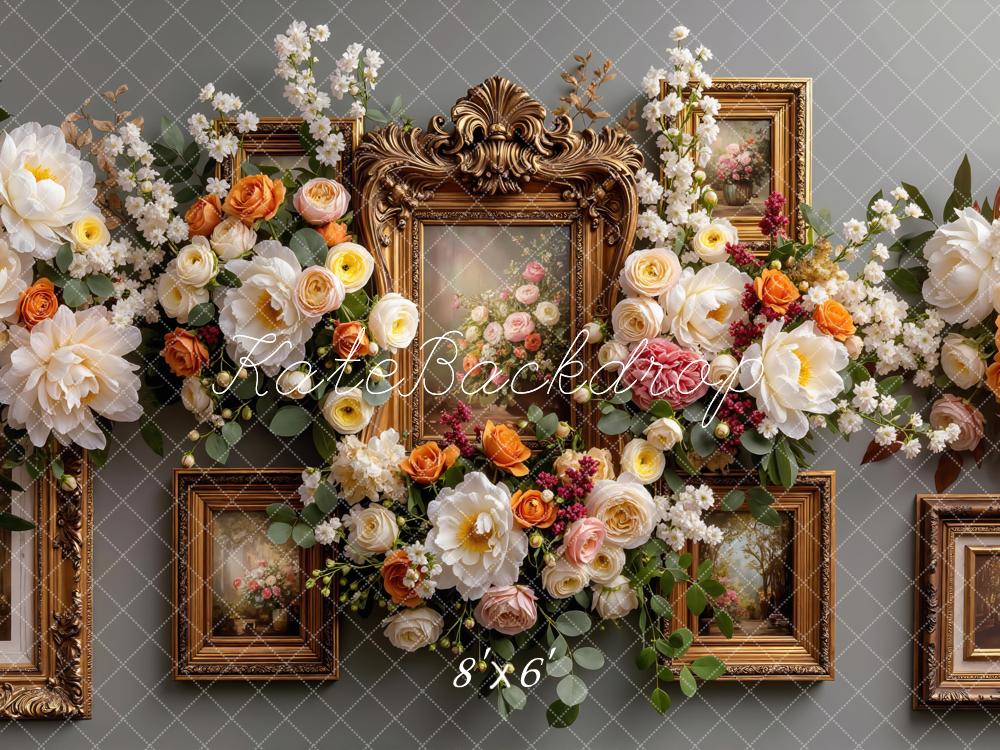 Kate Blumen Rahmen Gold Vintage Hintergrund Entworfen von Mini MakeBelieve - Kate Backdrop.de