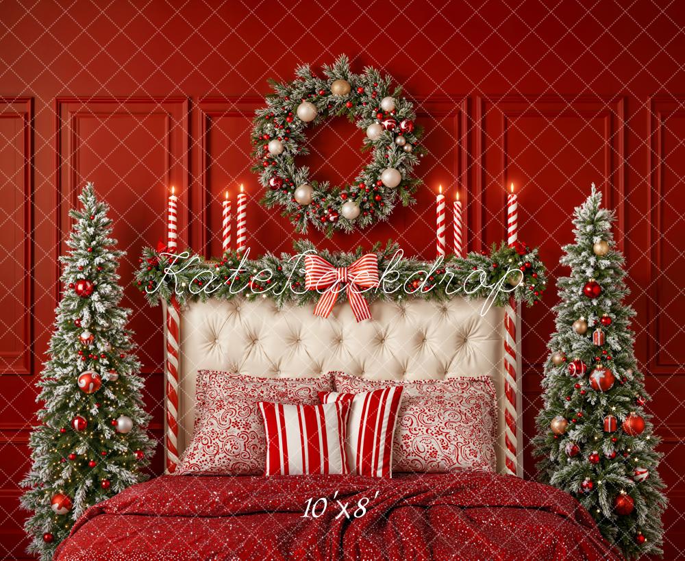 Kate Weihnachten Schlafzimmer Weihnachtsbaum Rot Fleece Hintergrund Entworfen von Emetselch - Kate Backdrop.de