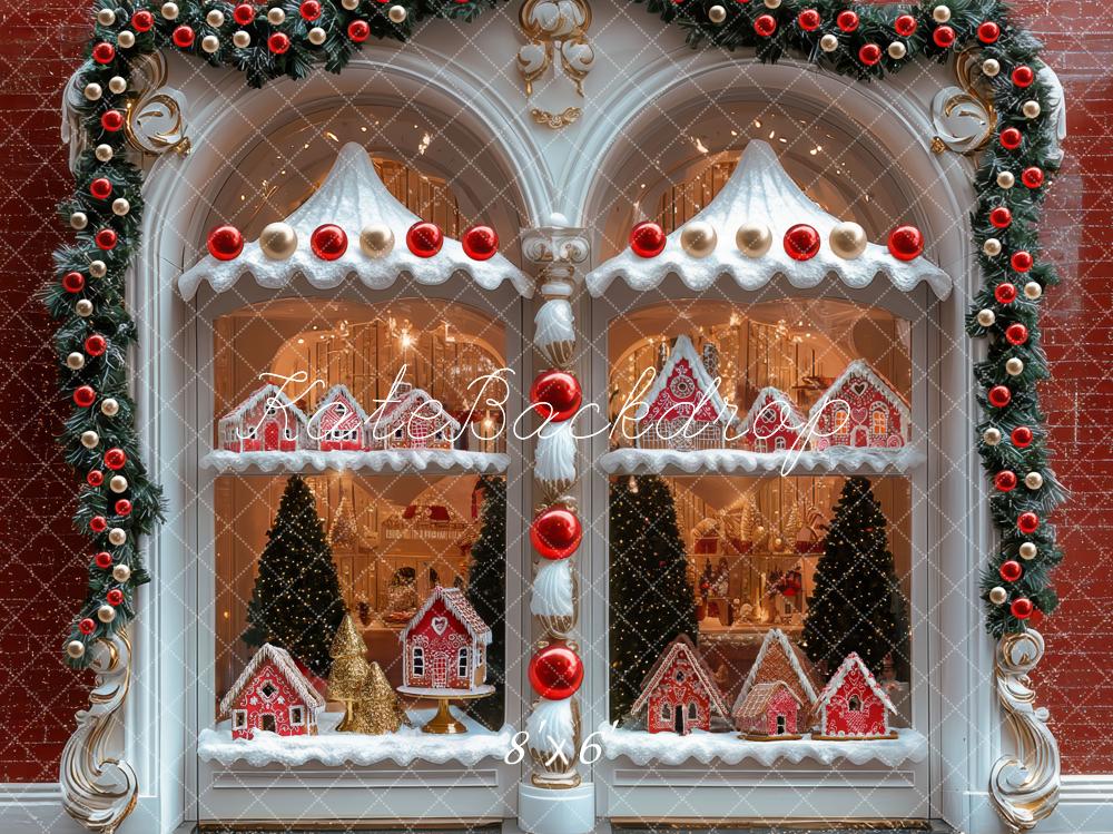 Kate Weihnachten Schaufenster Lebkuchenhaus Vintage Hintergrund Entworfen von Mini MakeBelieve - Kate Backdrop.de