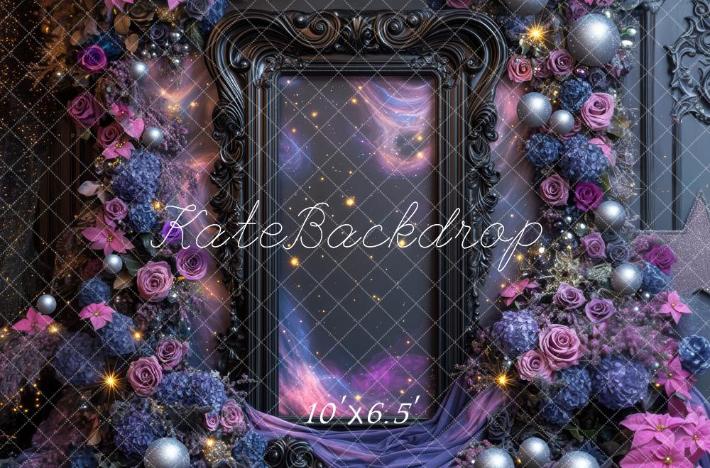 Kate Blumen Rahmen Lila Glitzer Hintergrund Entworfen von Mini MakeBelieve - Kate Backdrop.de