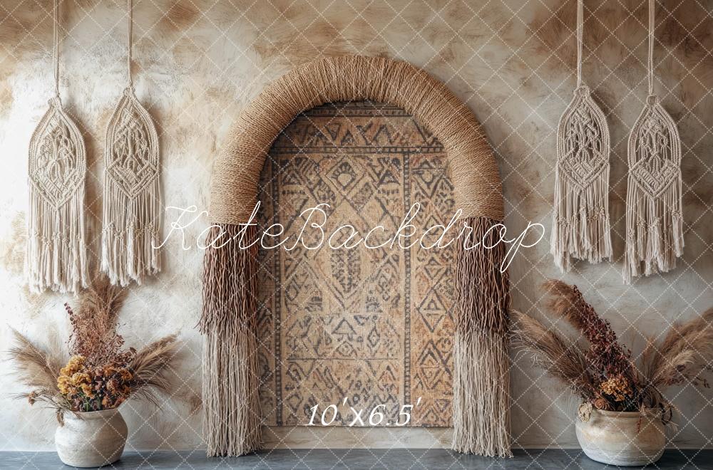 Kate Boho Makramee Bogen Vintage Hintergrund Entworfen von Mini MakeBelieve - Kate Backdrop.de