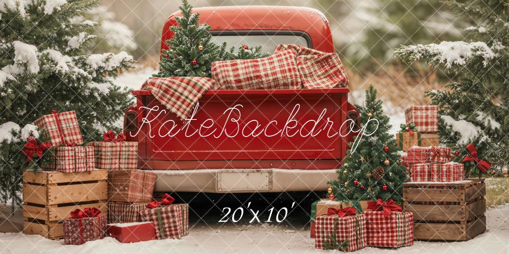Kate Weihnachten Truck Geschenke Winterwald Hintergrund Entworfen von Emetselch - Kate Backdrop.de