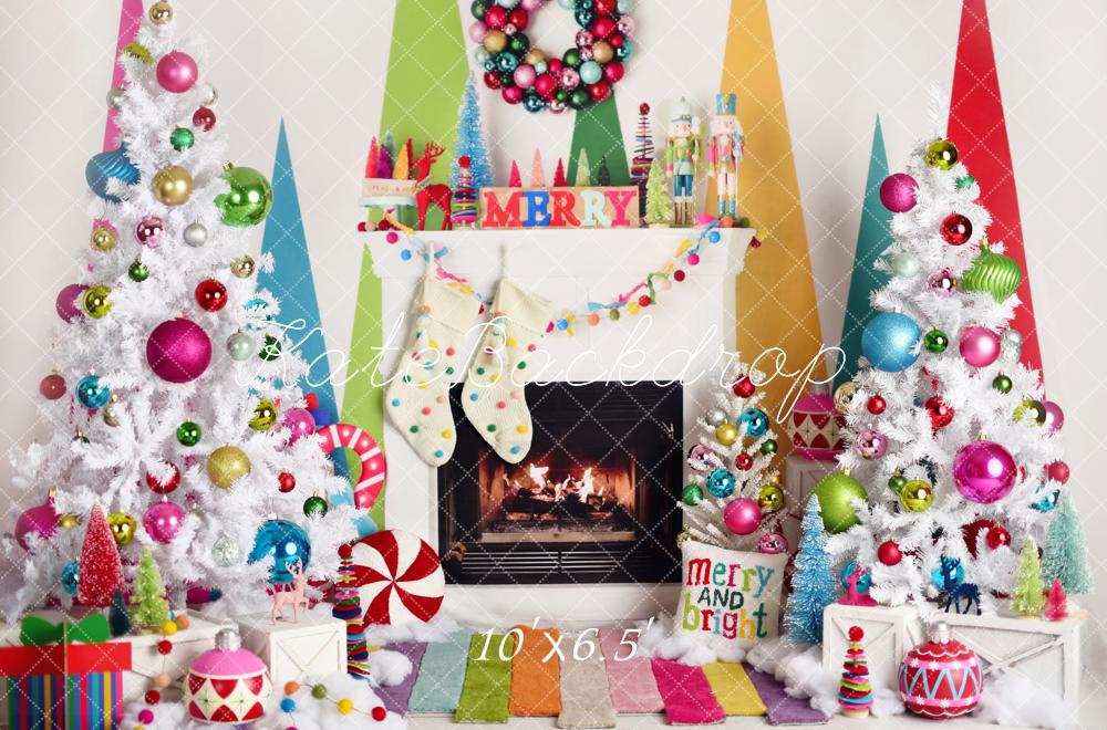 Kate Weihnachten Kamin Bunte Dekoration Hintergrund Entworfen von Mandy Ringe