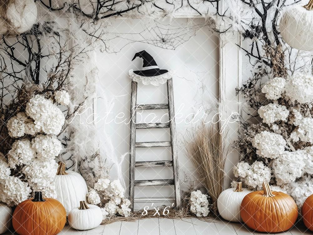 Kate Halloween Kürbisse Blumen Vintage Hintergrund Entworfen von Patty Roberts - Kate Backdrop.de