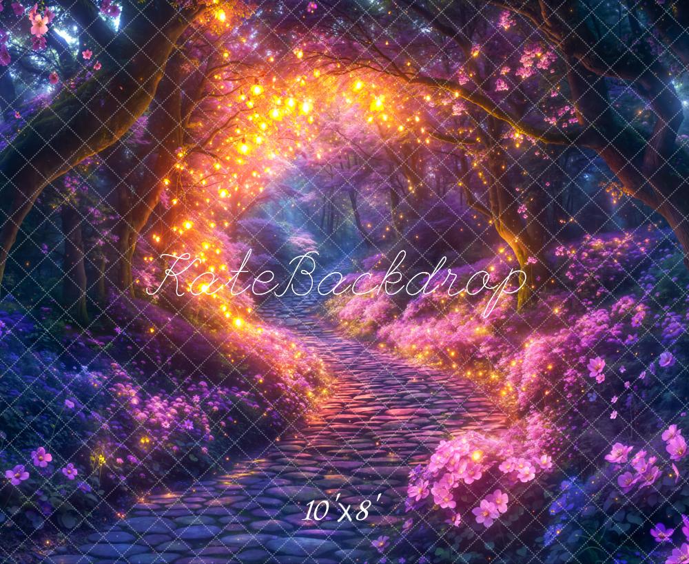 Kate Fairy Fantasy Blumenwald Leuchtend Fleece Hintergrund Entworfen von Chain - Kate Backdrop.de