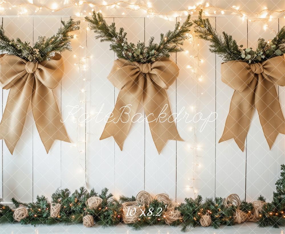 Kate Weihnachten Schleifen Kränze Lichter Hintergrund Entworfen von Patty Roberts - Kate Backdrop.de
