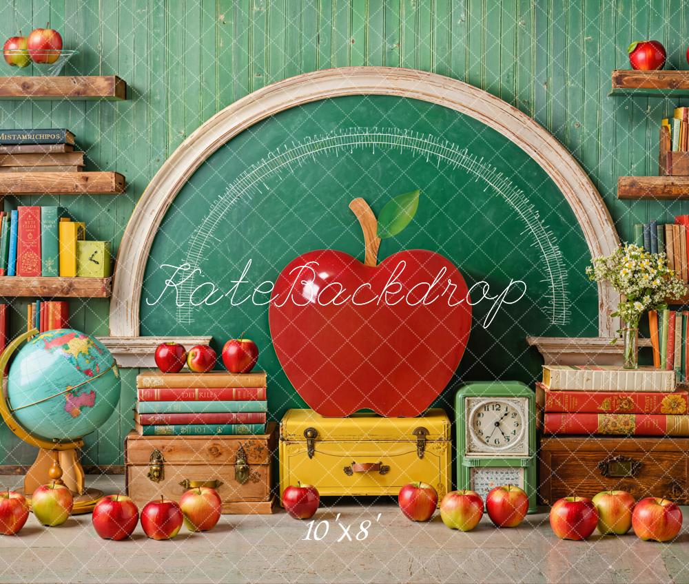 Kate Zurück Zur Schule Apfel Bücher Tafel Fleece Hintergrund Entworfen von Emetselch - Kate Backdrop.de