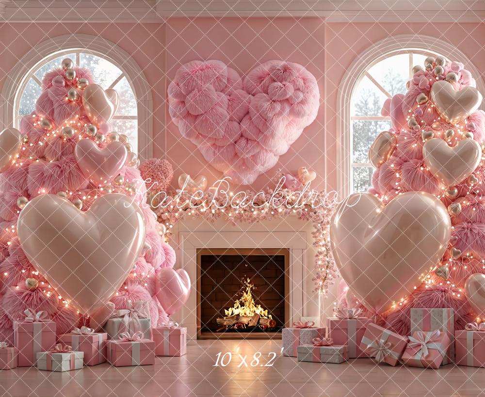 Kate Weihnachten Rosa Tannenbäume Herzen Hintergrund Entworfen von Emetselch - Kate Backdrop.de