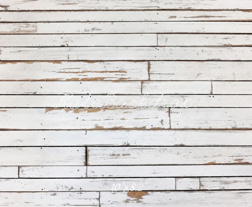 Kate Holz Bretter Shabby Weiß Hintergrund Entworfen von Patty Roberts - Kate Backdrop.de