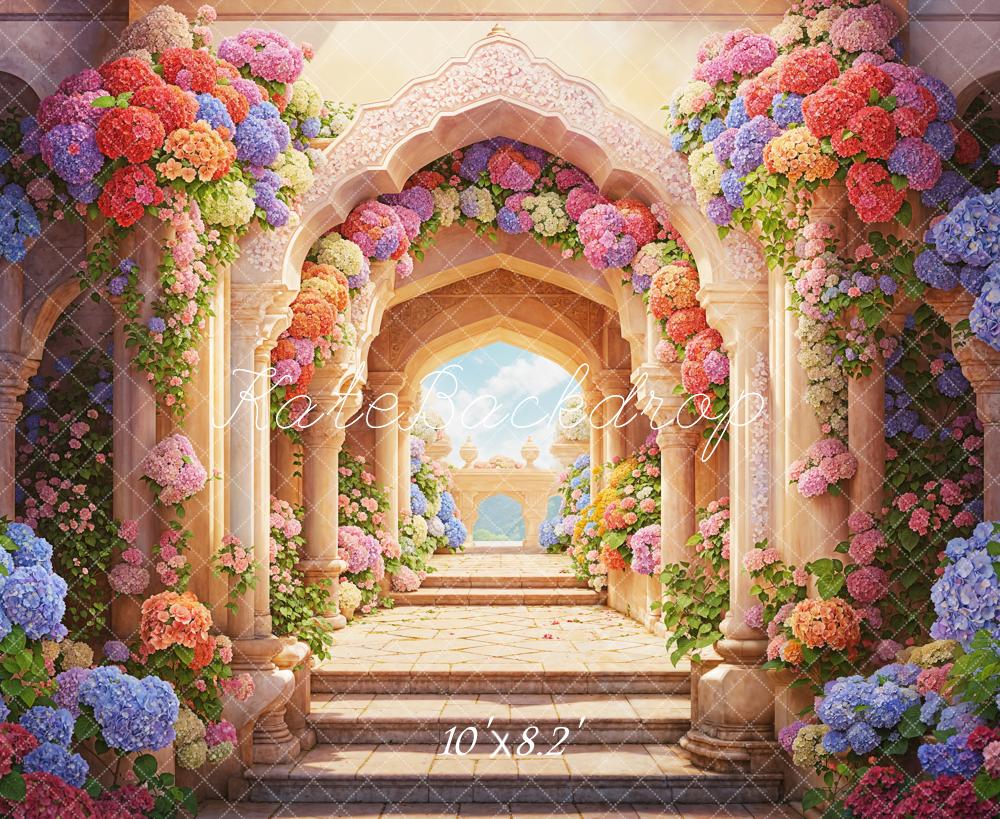 Kate Frühling Arkaden Blumen Romantisch Hintergrund Entworfen von Emetselch - Kate Backdrop.de