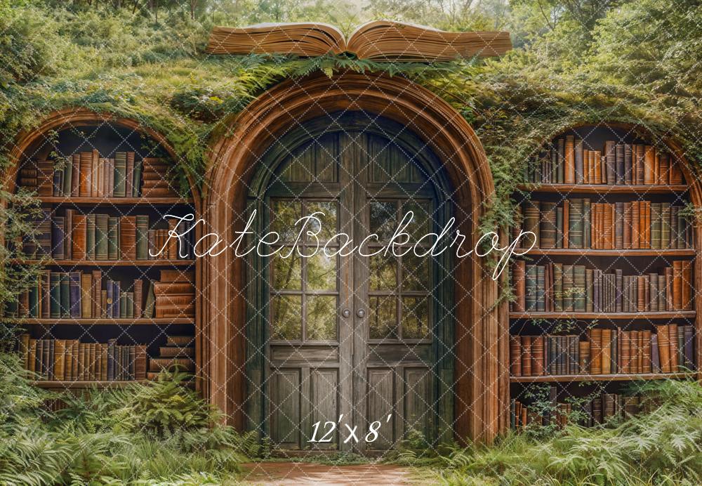 Kate Märchen Wald Bücherregal Moos Fleece Hintergrund Entworfen von Emetselch - Kate Backdrop.de