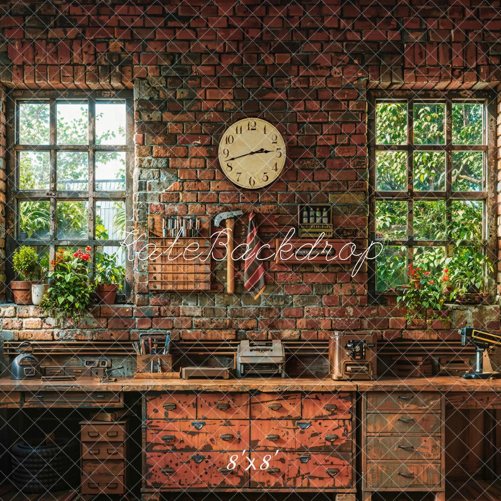 Kate Werkstatt Backstein Fenster Vintage Hintergrund Entworfen von Emetselch - Kate Backdrop.de