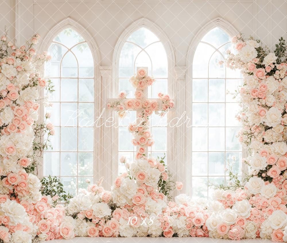 Kate Hochzeit Kirche Kreuz Blumen Romantisch Fleece Hintergrund Entworfen von Emetselch