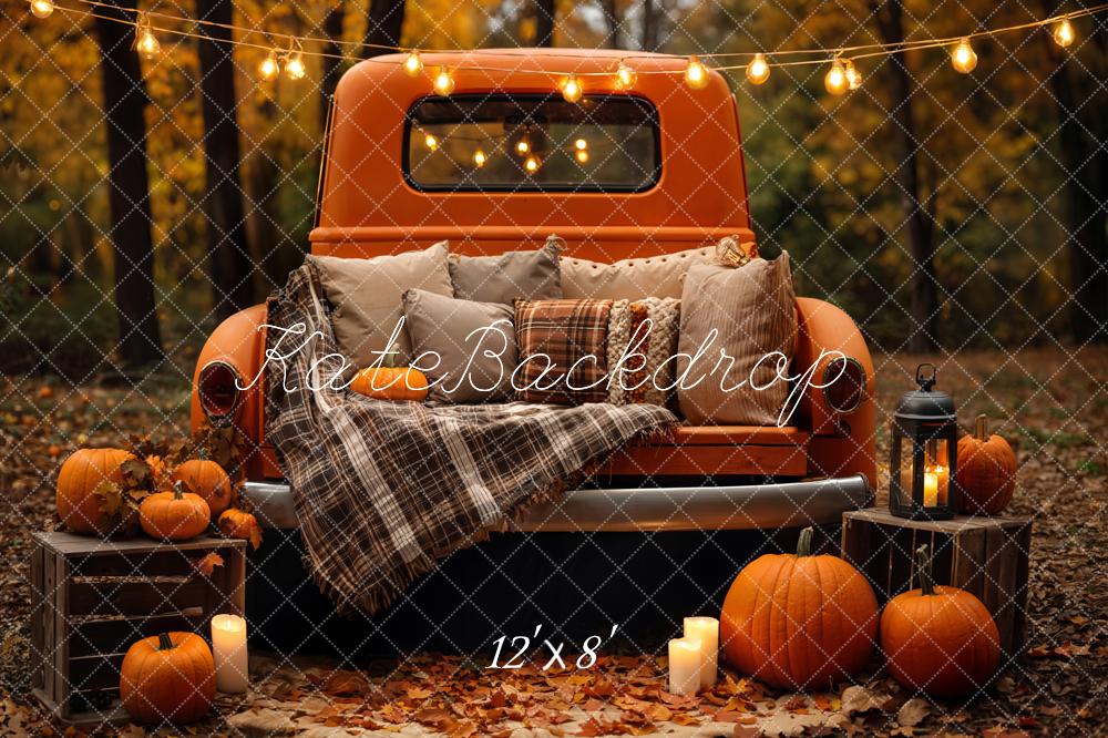 Kate Herbst Truck Kürbisse Orange Fleece Hintergrund Entworfen von Emetselch - Kate Backdrop.de
