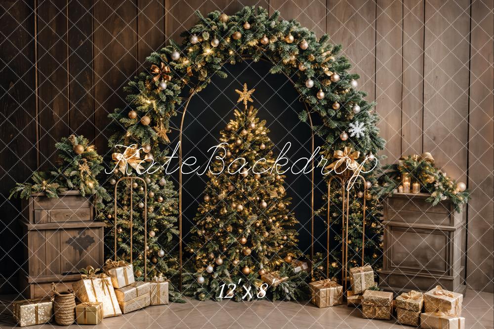 Kate Weihnachten Baum Geschenk Braun Fleece Hintergrund Entworfen von Emetselch