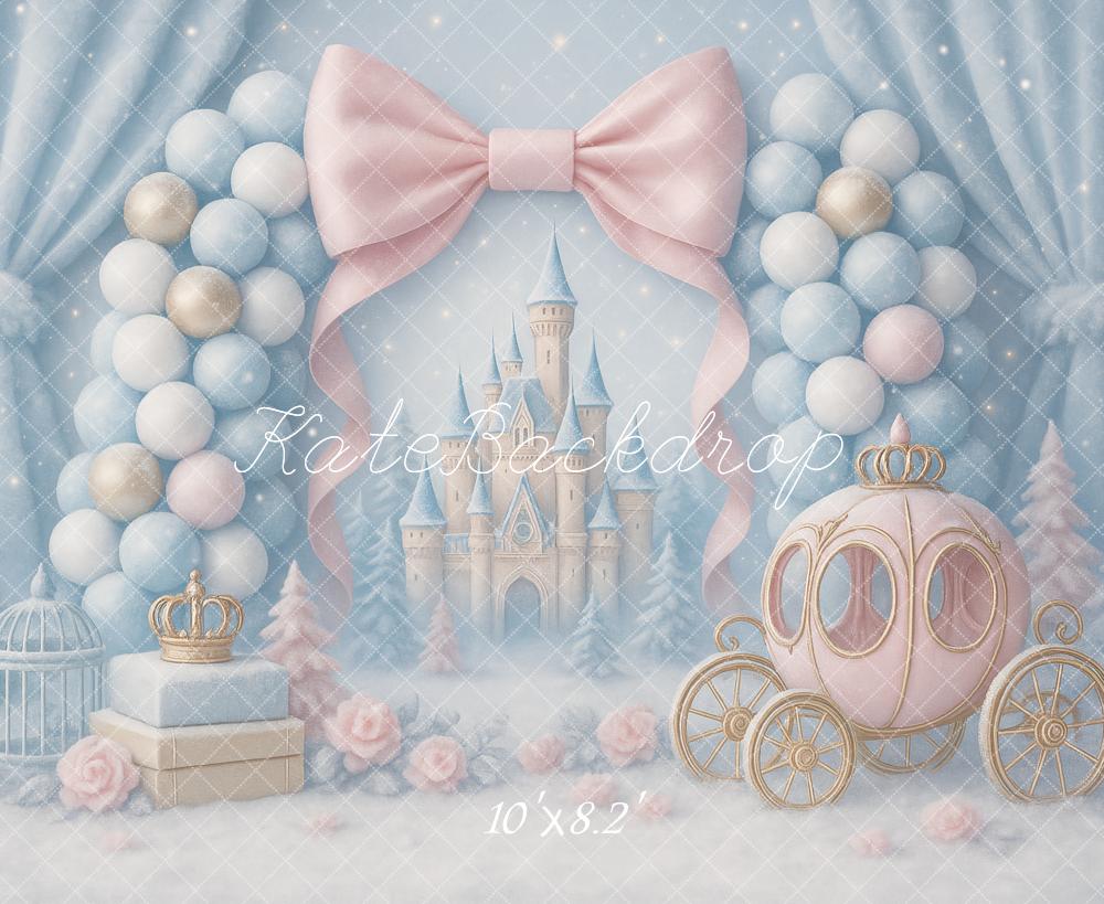 Kate Märchen Schloss Kutsche Pastell Hintergrund Entworfen von Ashley Paul - Kate Backdrop.de