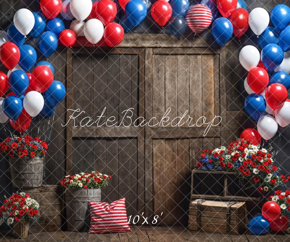 Kate Geburtstag Ballons Blumen Holz Rustikal Hintergrund Entworfen von Emetselch
