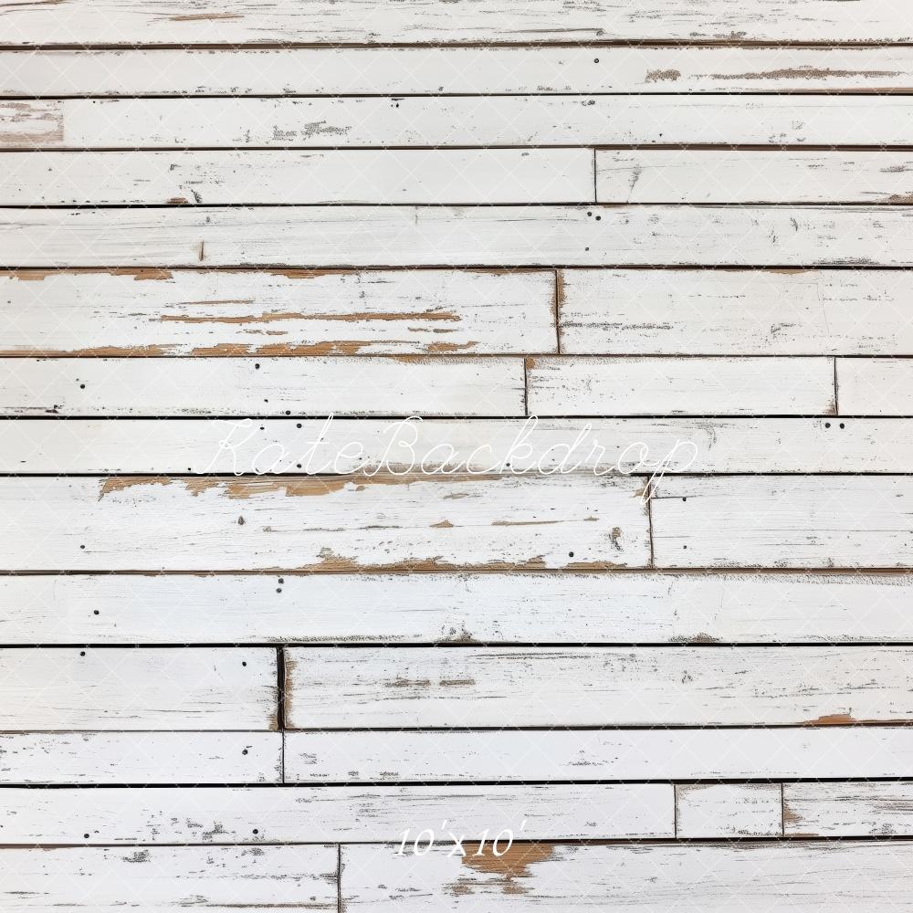 Kate Holz Bretter Shabby Weiß Hintergrund Entworfen von Patty Roberts - Kate Backdrop.de