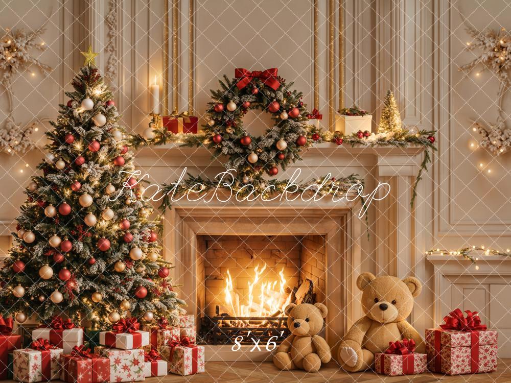 Kate Weihnachten Kamin Baum Klassisch Hintergrund Entworfen von Emetselch