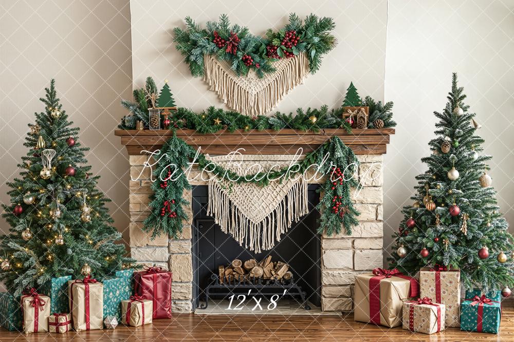 Kate Weihnachten Kamin Weihnachtsbaum Geschenke Fleece Hintergrund Entworfen von Emetselch - Kate Backdrop.de