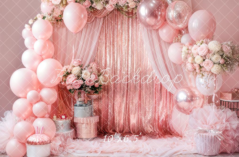 Kate Geburtstag Ballons Blumen Rosa Hintergrund Entworfen von Emetselch