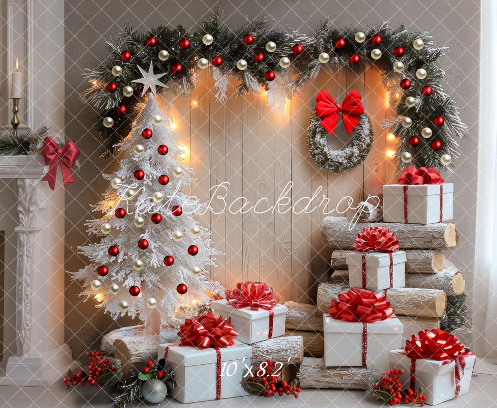 Kate Weihnachten Geschenke Weiß Rot Hintergrund Entworfen von Mini MakeBelieve - Kate Backdrop.de