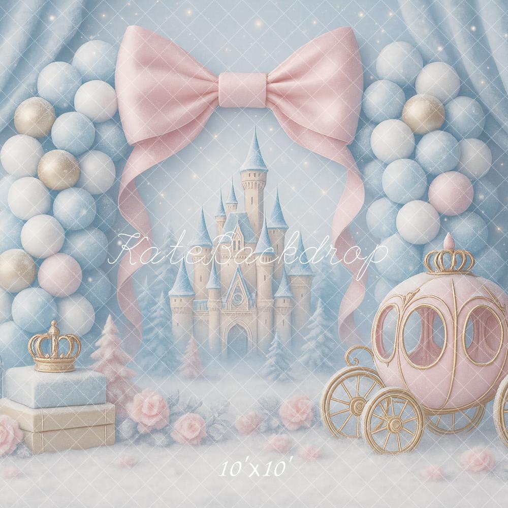 Kate Märchen Schloss Kutsche Pastell Hintergrund Entworfen von Ashley Paul - Kate Backdrop.de