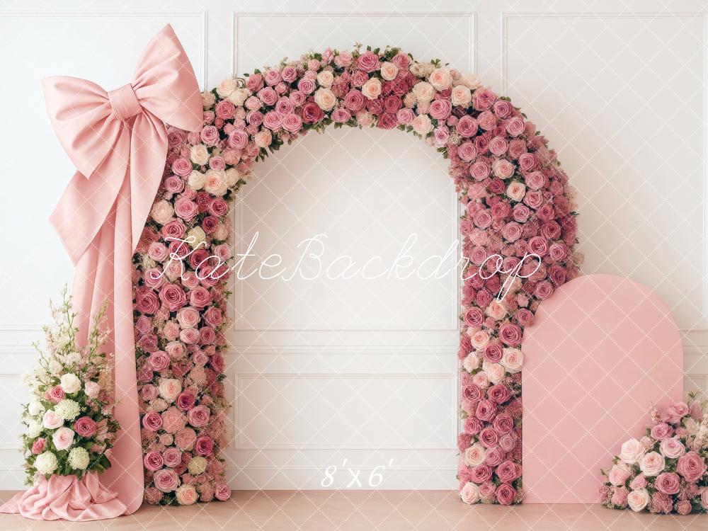 Kate Flower Arch Rosen Schleife Rosa Hintergrund Entworfen von Mini MakeBelieve - Kate Backdrop.de