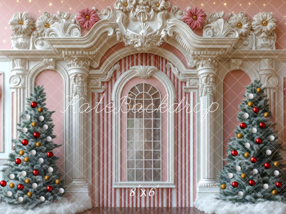 Kate Weihnachten Tannen Bäume Barock Rosa Hintergrund Entworfen von Mini MakeBelieve - Kate Backdrop.de