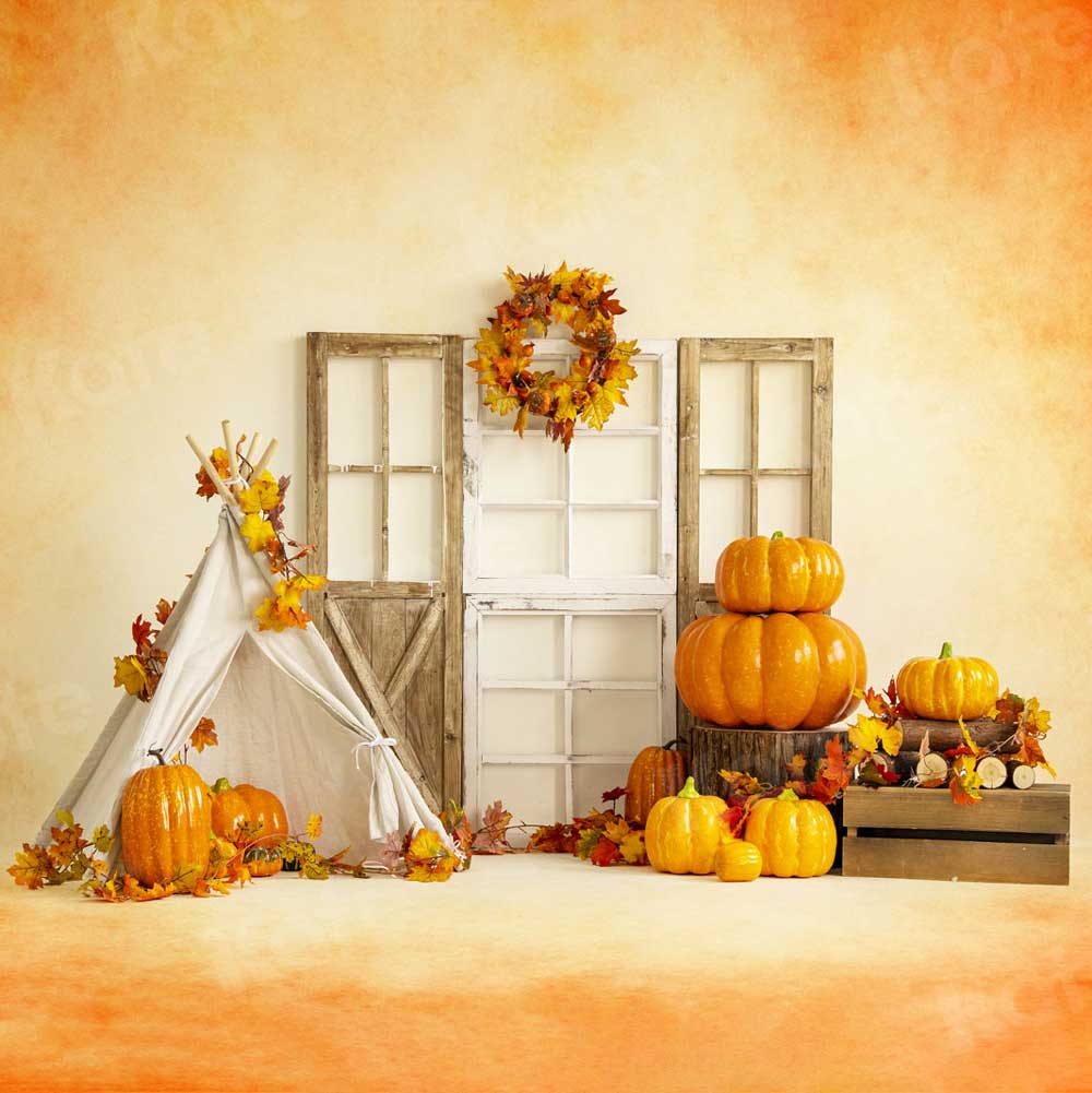Kate Herbst Ernte Hintergrund Kürbis Weißes Zelt für Fotografie - Kate Backdrop.de