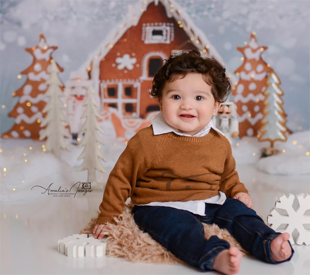 Kate Heißer Kakao-Hintergrund Weihnachten Lebkuchenhauses für Fotografie