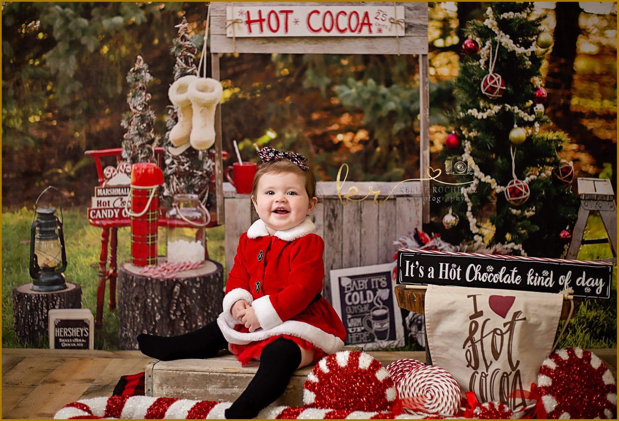 Kate Hot Cocoa Stand Weihnachten Baum Hintergrund von Mandy Ringe Photography - Kate Backdrop.de
