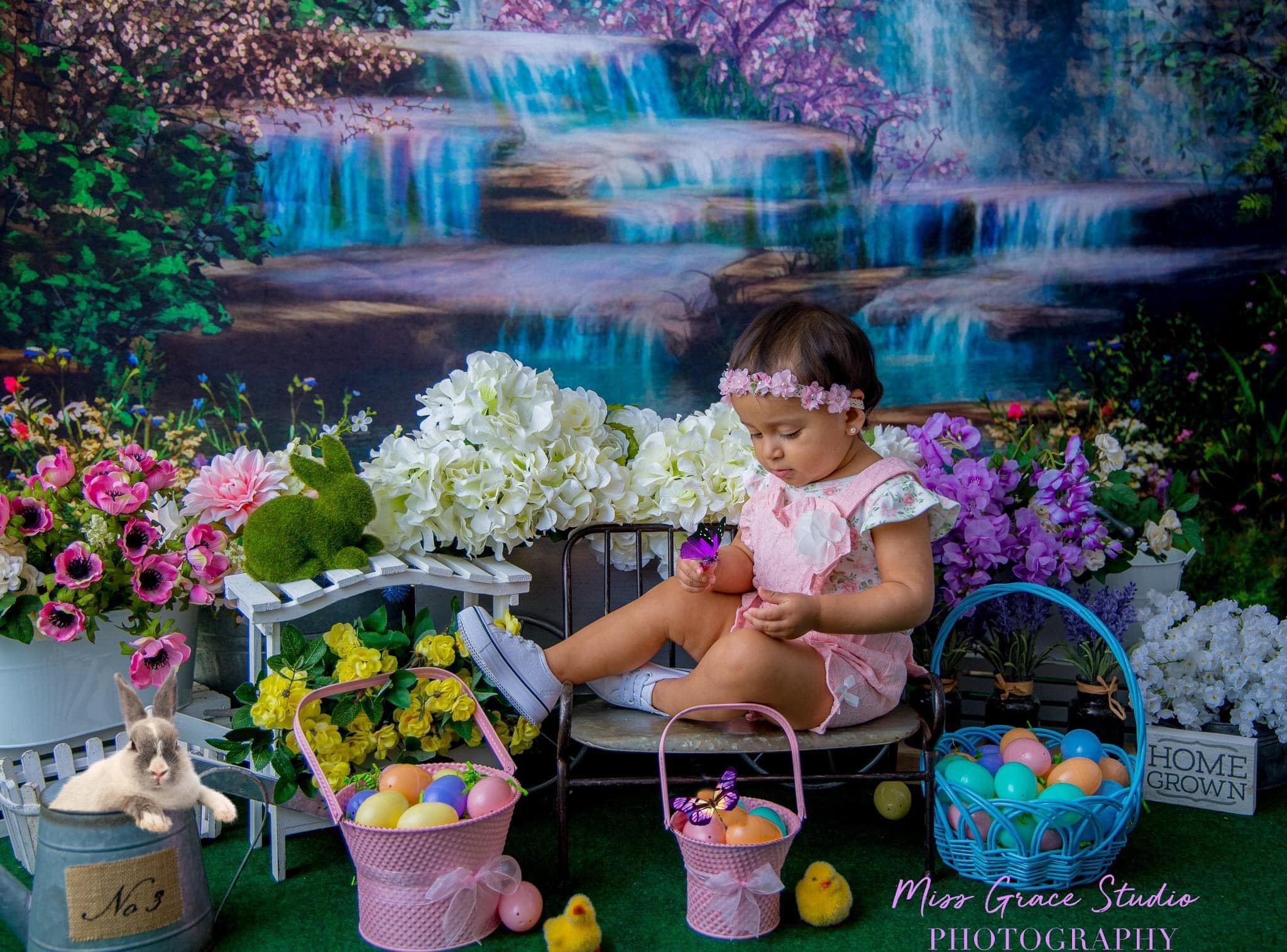 Kate Wasserfall Frühling Sommer Landschaft Blumen Hintergrund - Kate Backdrop.de