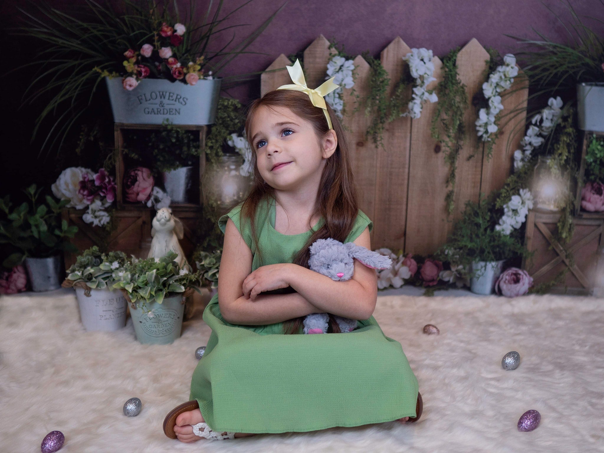 Kate Frühlingsgarten Blumen Holzzaun Hintergrund von Megan Leigh Fotografie - Kate Backdrop.de