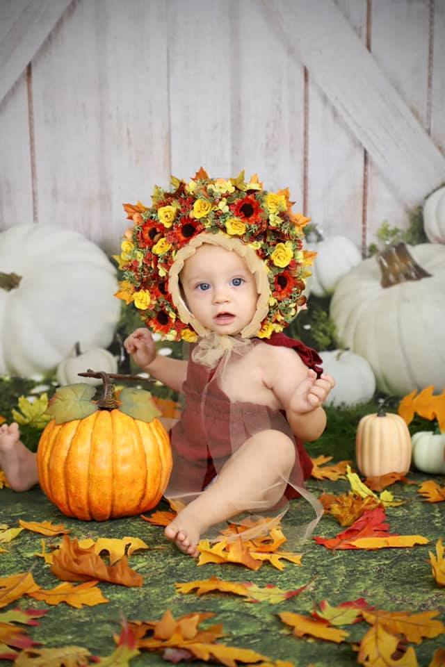 Kate Herbst weiße Kürbisse Scheunentor Hintergrund von Arica Kirby - Kate Backdrop.de